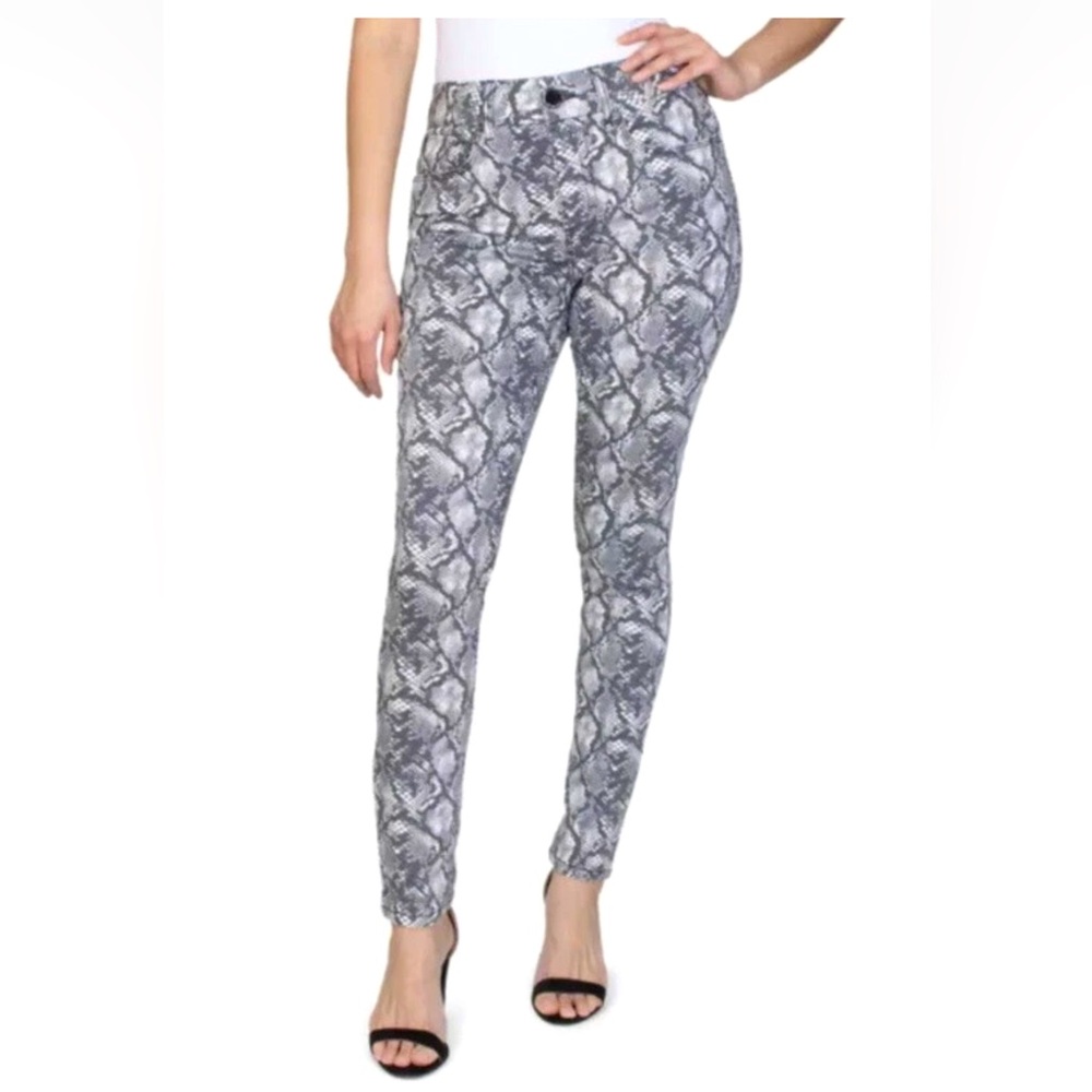 Seven7 Snakeskin Tummyless High Rise Skinny Pants Slimming Size 14